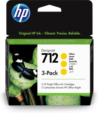 HP Pack de 3 cartouches d'encre DesignJet 712, jaune, 29 ml (HP3ED79A)