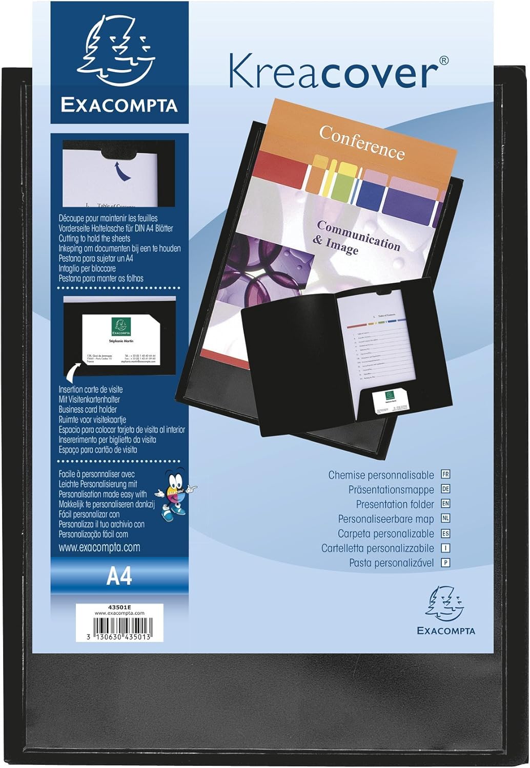 EXACOMPTA EXA CHEMISE 2 RABATS POLYPRO PERSO A4 NOIR (EXA43501E)