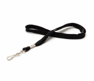 EVOLIS CORDON POLYESTER NOIR 12MM AVEC ATTACHE MOUSQUETON METAL+FERMOIR SECU (ABCORDNO)