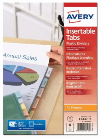 AVERY AVE 8 INTERCALAIRES PERSONNALISABLES POLYPRO A4  (222979)