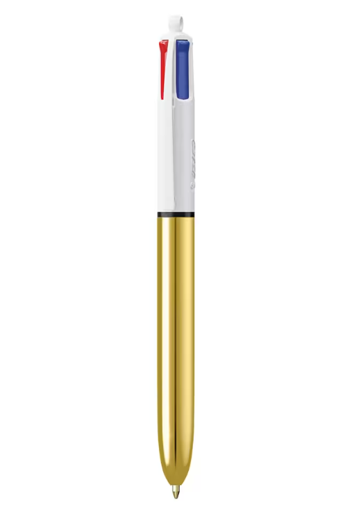 BIC BIC STYLO BILLE 4COULEURS SHINE OR PTE MOYENNE 1.0MM (423734)