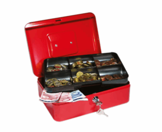 CAISSE A MONNAIE ROUGE 2 CLEFS 20x9x16cm (918907)