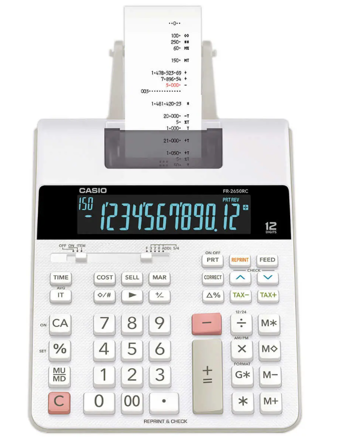 CASIO CAS CALCULATRICE IMPRIMANTE PRO 12CH FR2650RC W-EH (386699)