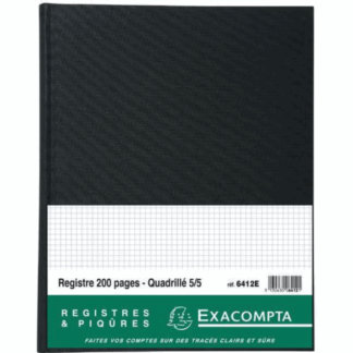 ELVE ELV REGISTRE QUADRILLE 5X5 32X25CM 300 FORMAT NOIR (283418)