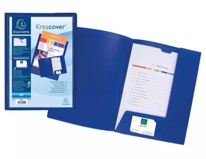EXACOMPTA EXA CHEMISE 2 RABATS POLYPRO PERSO A4 BLEU (EXA43502E)