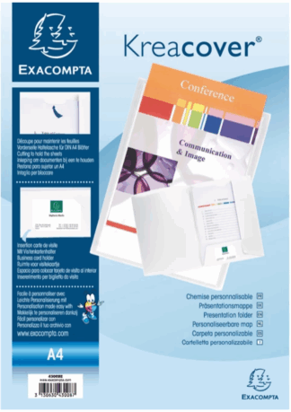 EXACOMPTA EXA CHEMISE 2 RABATS POLYPRO PERSONNALISABLE KREACOVER A4 BLANC (EXA43008E)