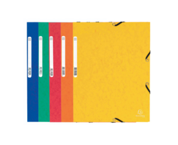 EXACOMPTA EXA CHEMISE 3RAB ELAST ETIQU CARTE LUSTREE 355G A4 ASS (B, J, V,R, O) (EXA55300E)