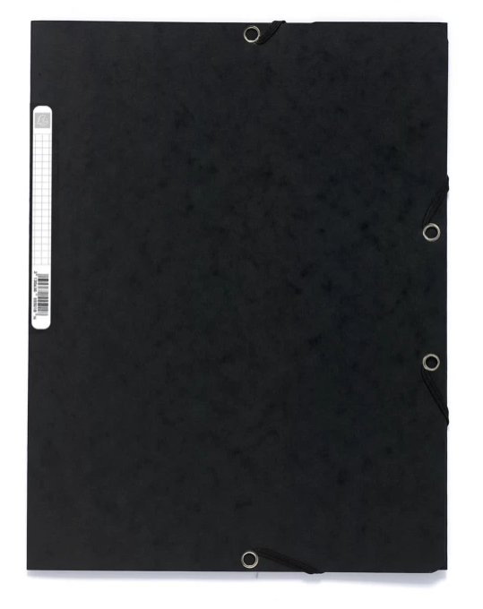 EXACOMPTA EXA CHEMISE 3RAB ELAST ETIQU CARTE LUSTREE 355G A4 NOIR (EXA55301E)