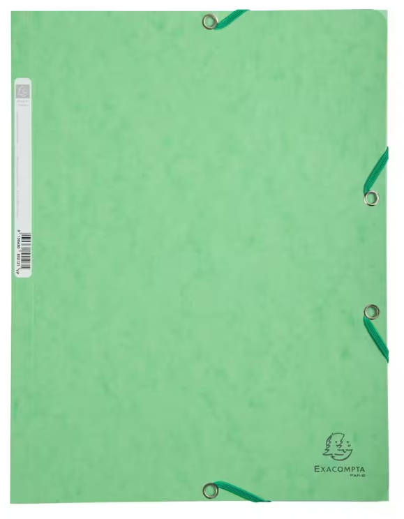 EXACOMPTA EXA CHEMISE 3RAB ELAST ETIQU CARTE LUSTREE 400G A4 TILLEUL (EXA55513E)